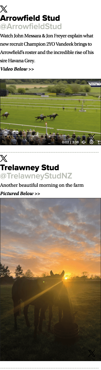 ￼ Arrowfield Stud @ArrowfieldStud Watch John Messara & Jon Freyer explain what new recruit Champion 2YO Vandeek bring...