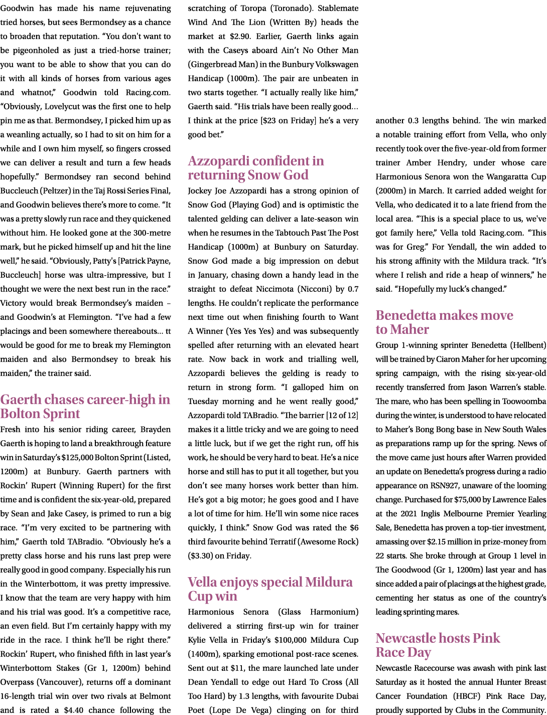 Goodwin has made his name rejuvenating tried horses, but sees Bermondsey as a chance to broaden that reputation. “You...