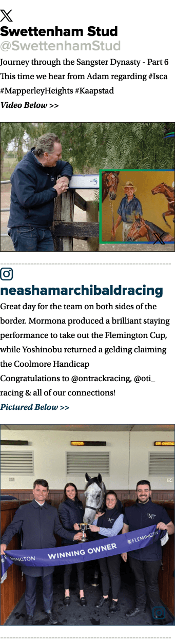 ￼ Swettenham Stud @SwettenhamStud Journey through the Sangster Dynasty Part 6 This time we hear from Adam regarding #...