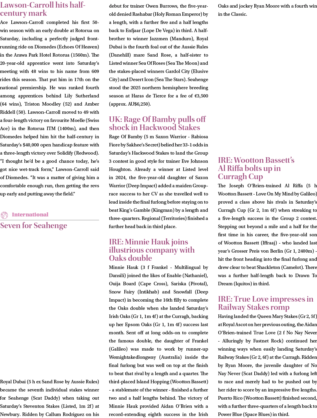 Lawson Carroll hits half century mark Ace Lawson Carroll completed his first 50 win season with an early double at Ro...