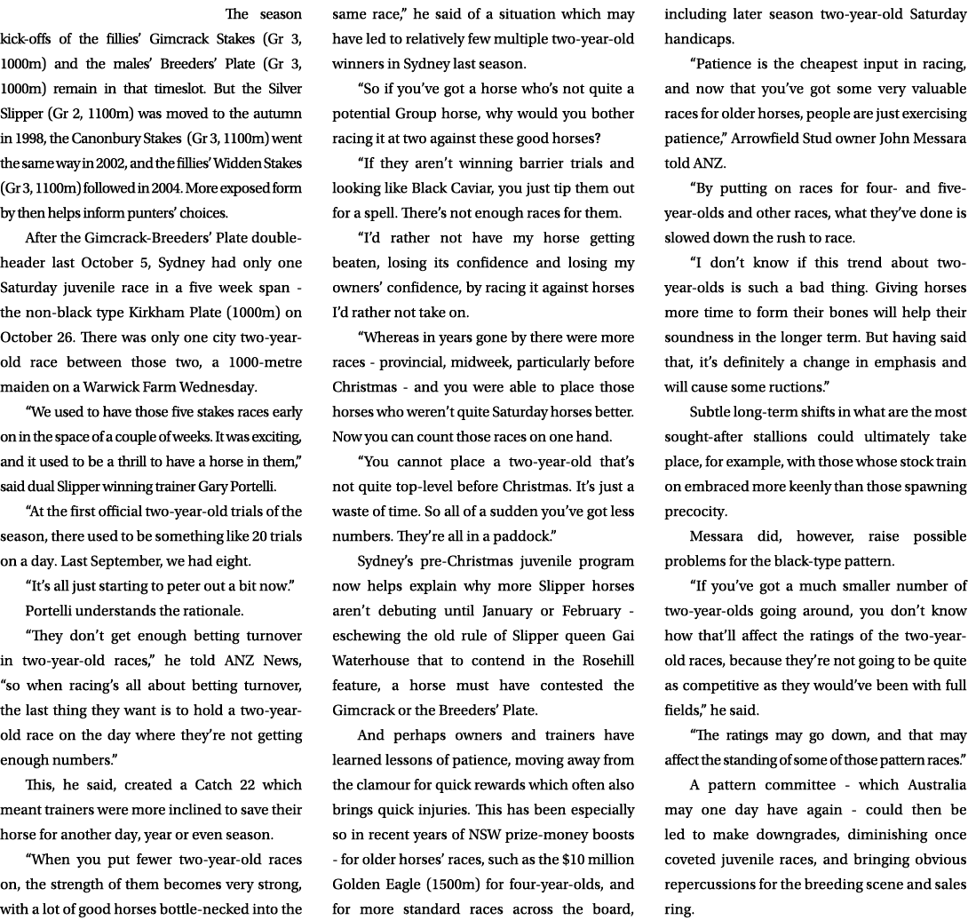 The season kick offs of the fillies’ Gimcrack Stakes (Gr 3, 1000m) and the males’ Breeders’ Plate (Gr 3, 1000m) remai...