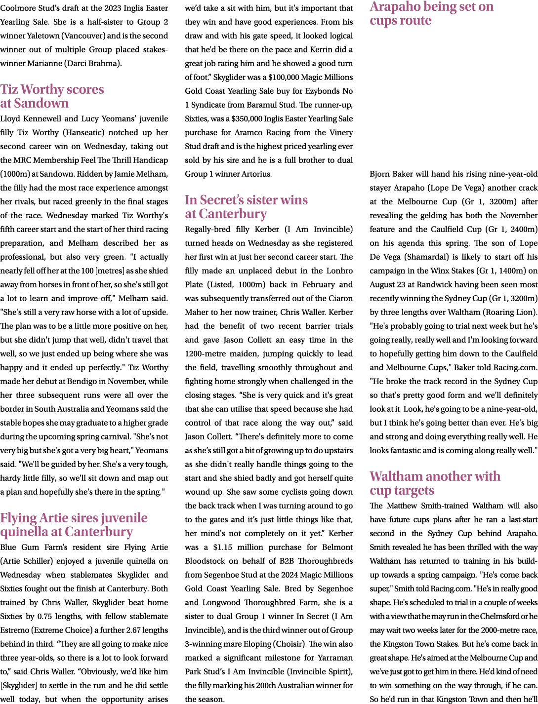 Coolmore Stud’s draft at the 2023 Inglis Easter Yearling Sale. She is a half sister to Group 2 winner Yaletown (Vanco...
