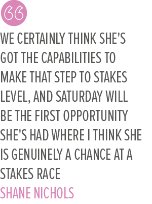 We certainly think she's got the capabilities to make that step to stakes level, and Saturday will be the first oppor...