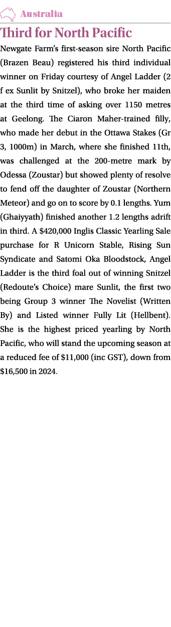 ￼ Third for North Pacific Newgate Farm’s first season sire North Pacific (Brazen Beau) registered his third individua...