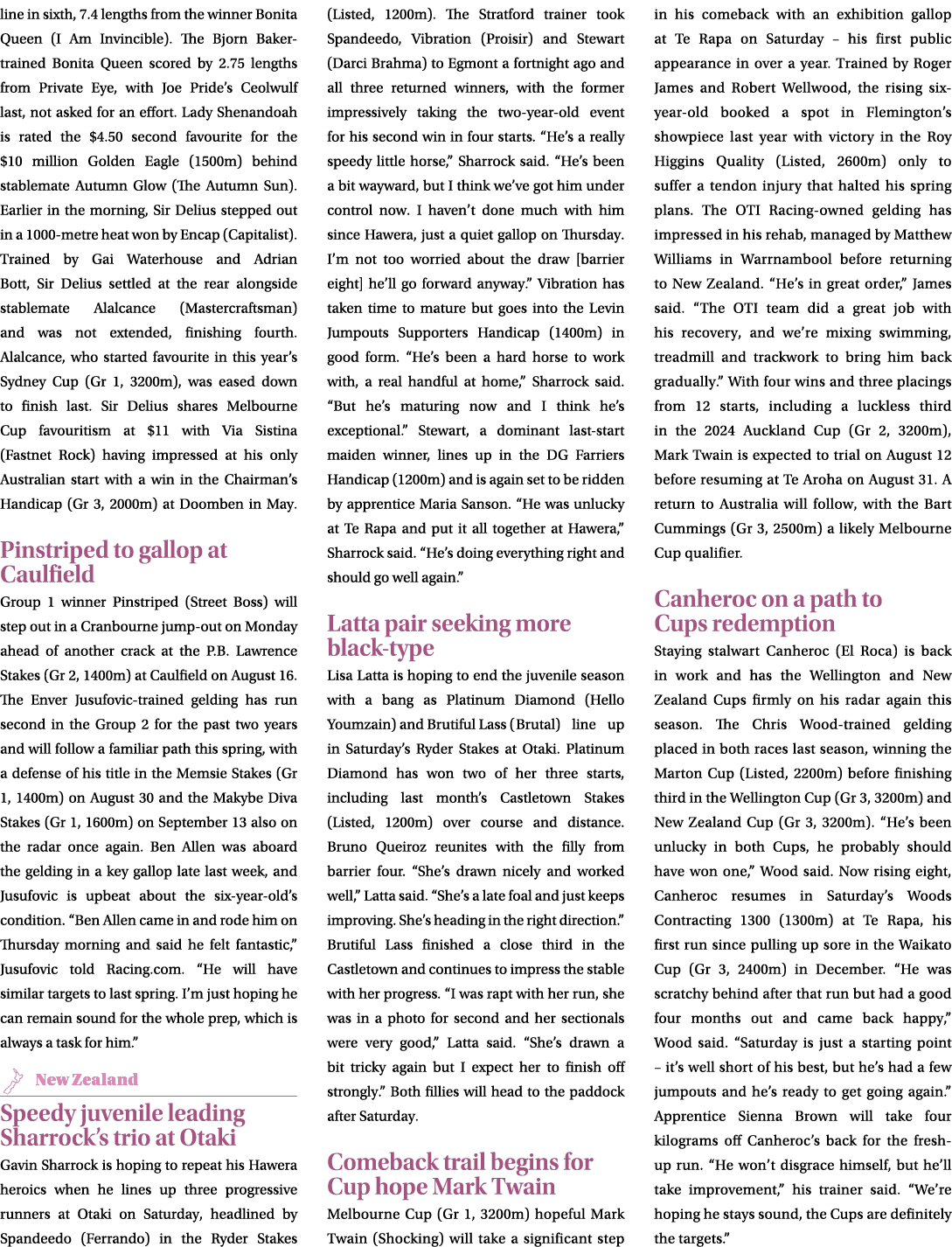 line in sixth, 7.4 lengths from the winner Bonita Queen (I Am Invincible). The Bjorn Baker trained Bonita Queen score...