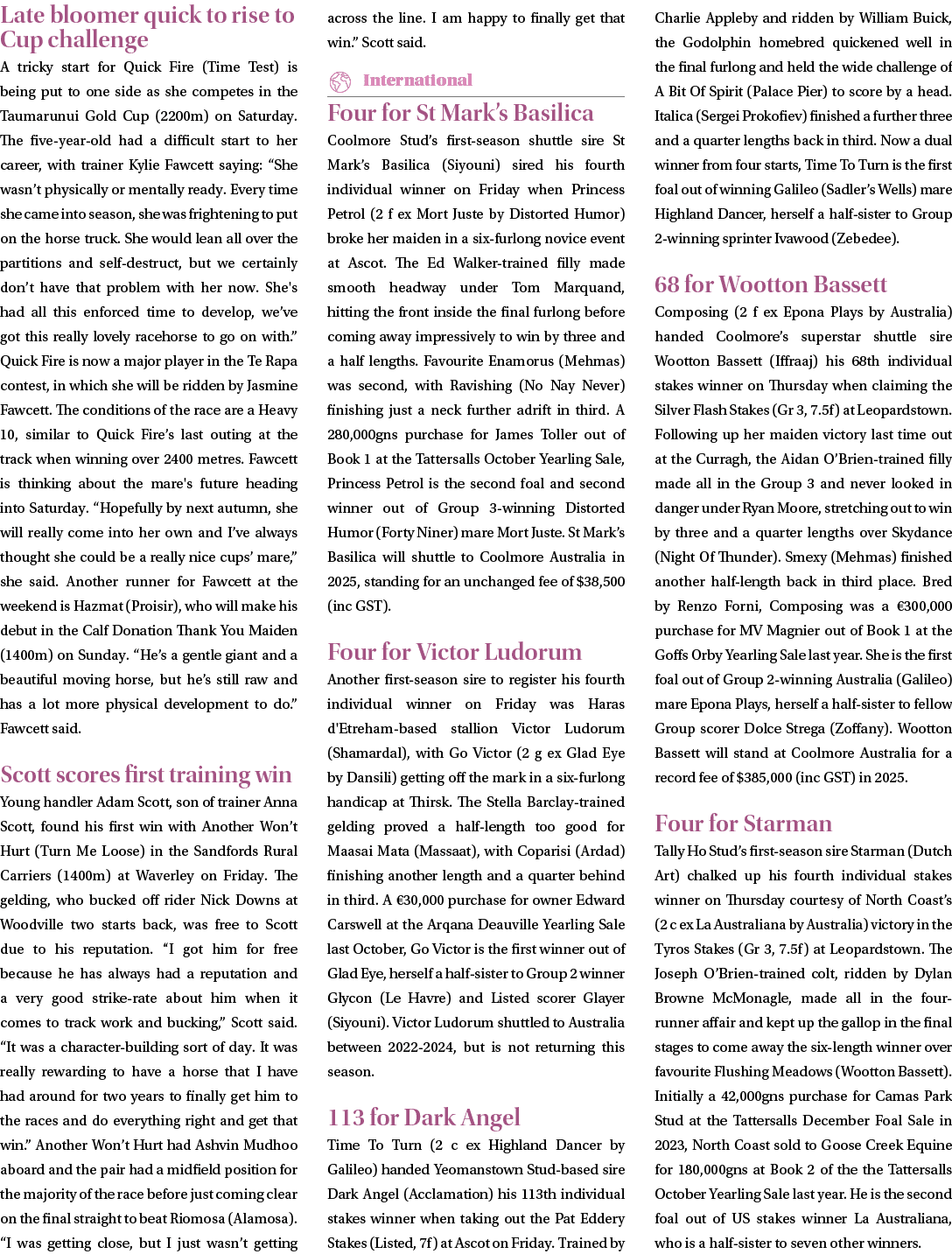Late bloomer quick to rise to Cup challenge A tricky start for Quick Fire (Time Test) is being put to one side as she...