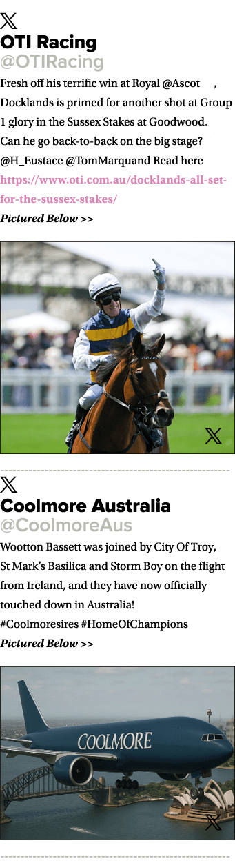 ￼ OTI Racing @OTIRacing Fresh off his terrific win at Royal @Ascot 🏆, Docklands is primed for another shot at Group ...