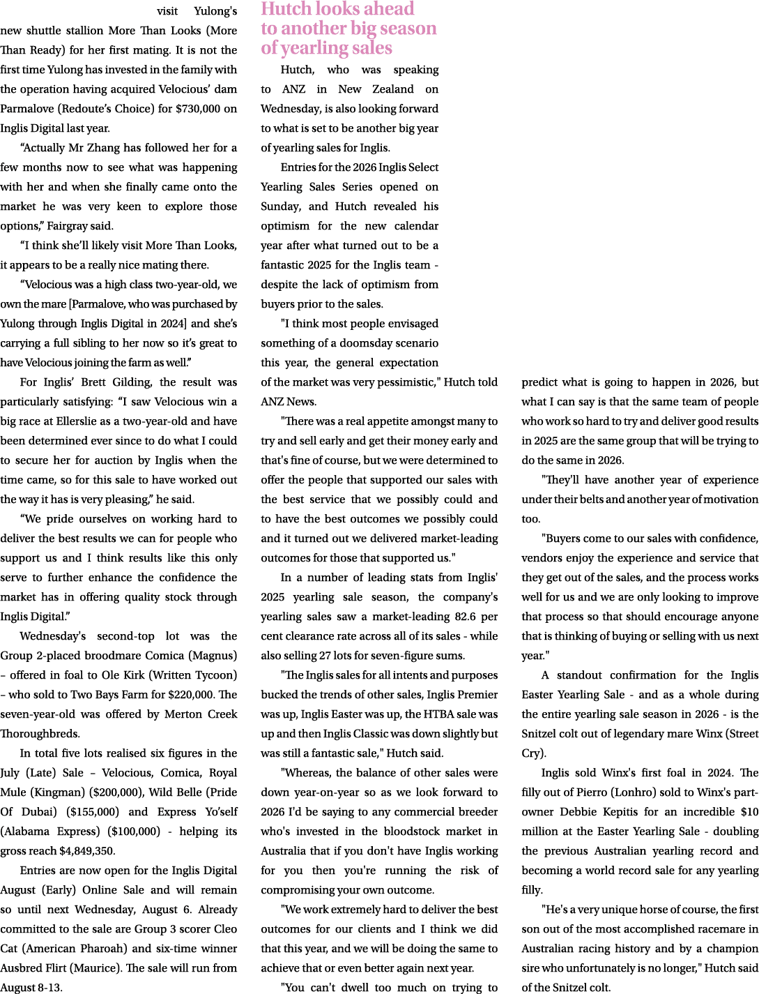 visit Yulong's new shuttle stallion More Than Looks (More Than Ready) for her first mating. It is not the first time ...