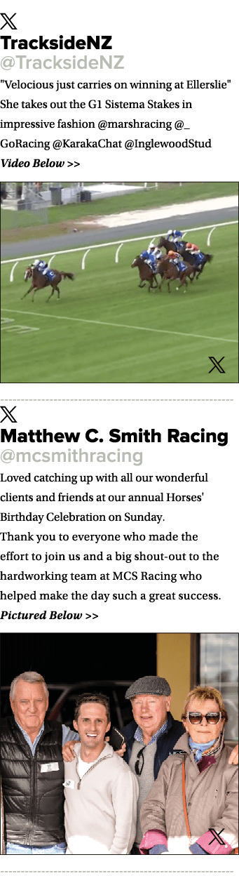 ￼ TracksideNZ @TracksideNZ \“Velocious just carries on winning at Ellerslie\" She takes out the G1 Sistema Stakes in ...