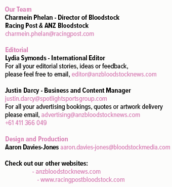 Our Team Charmein Phelan Director of Bloodstock Racing Post & ANZ Bloodstock charmein.phelan@racingpost.com Editorial...