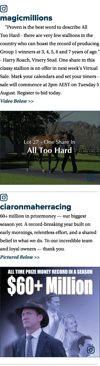 ￼ magicmillions 💬\“Proven is the best word to describe All Too Hard there are very few stallions in the country who ...