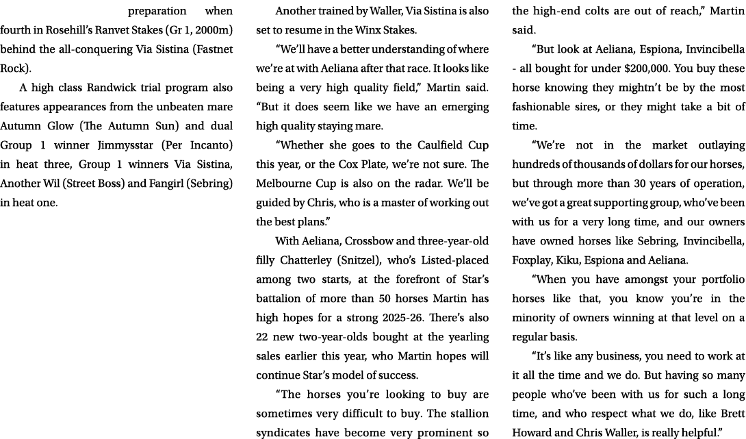 preparation when fourth in Rosehill’s Ranvet Stakes (Gr 1, 2000m) behind the all conquering Via Sistina (Fastnet Rock...