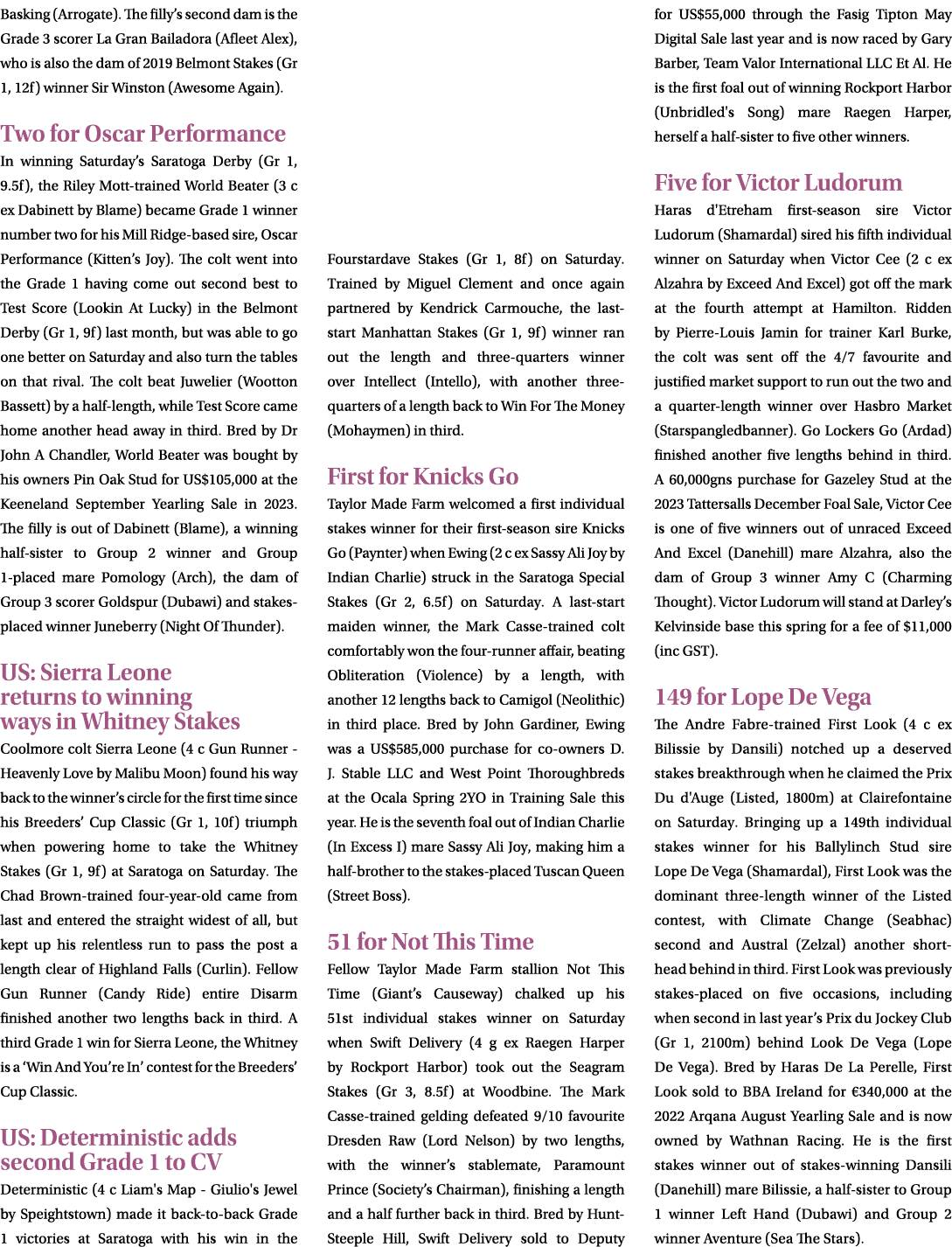 Basking (Arrogate). The filly’s second dam is the Grade 3 scorer La Gran Bailadora (Afleet Alex), who is also the dam...