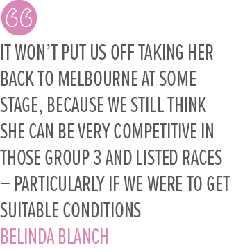 It won’t put us off taking her back to Melbourne at some stage, because we still think she can be very competitive in...