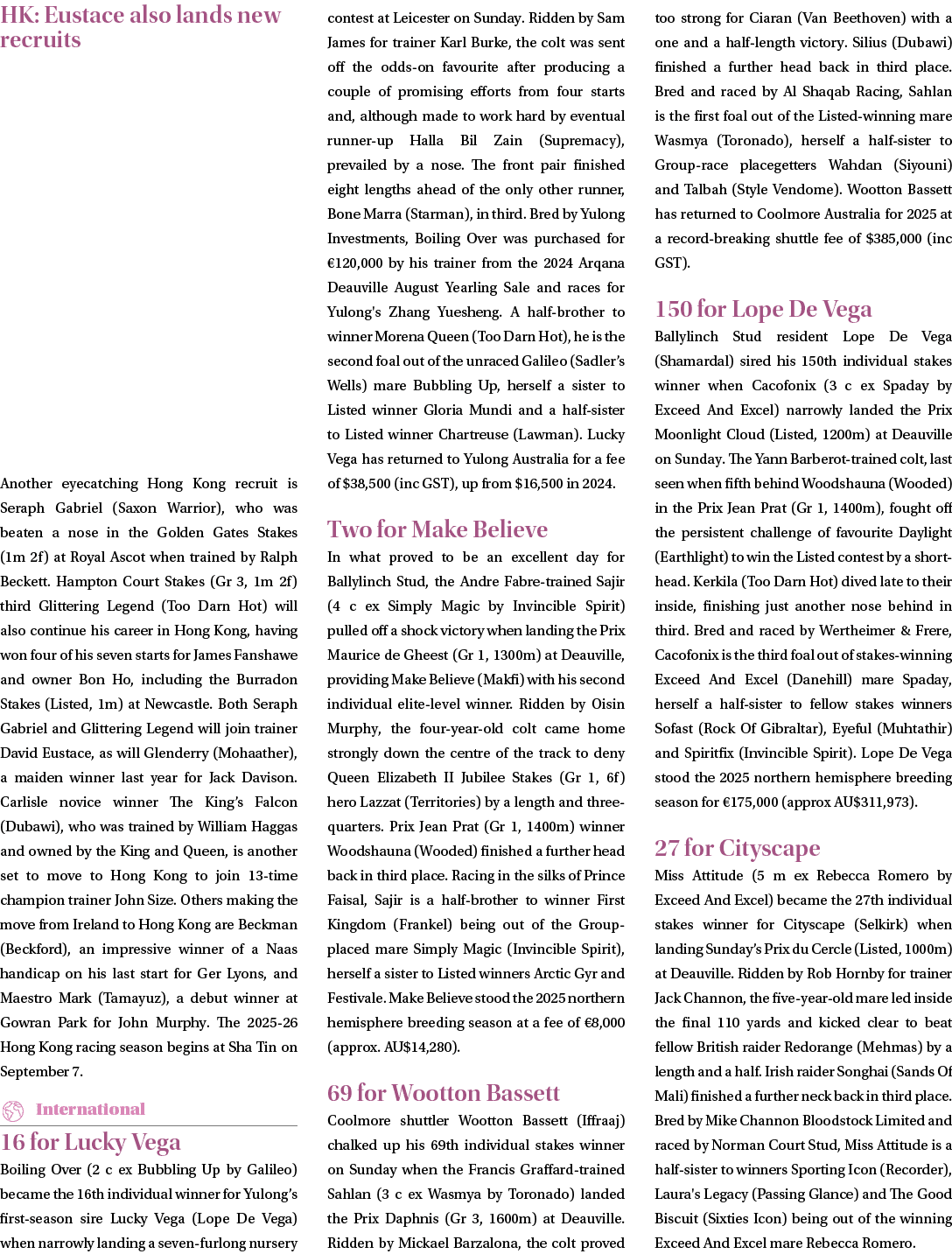 HK: Eustace also lands new recruits Another eyecatching Hong Kong recruit is Seraph Gabriel (Saxon Warrior), who was ...
