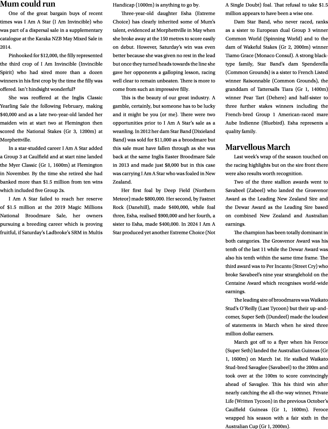 Mum could run One of the great bargain buys of recent times was I Am A Star (I Am Invincible) who was part of a dispe...