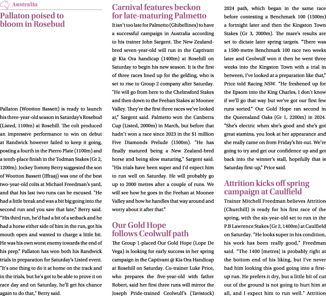 ￼ Pallaton poised to bloom in Rosebud Pallaton (Wootton Bassett) is ready to launch his three year old season in Satu...