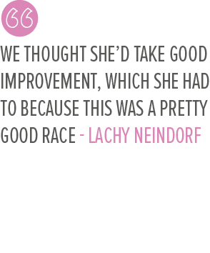 We thought she’d take good improvement, which she had to because this was a pretty good race Lachy Neindor
