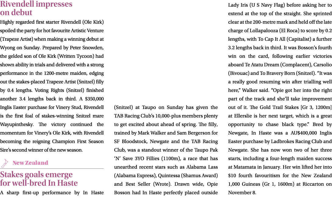 Rivendell impresses on debut Highly regarded first starter Rivendell (Ole Kirk) spoiled the party for hot favourite A...