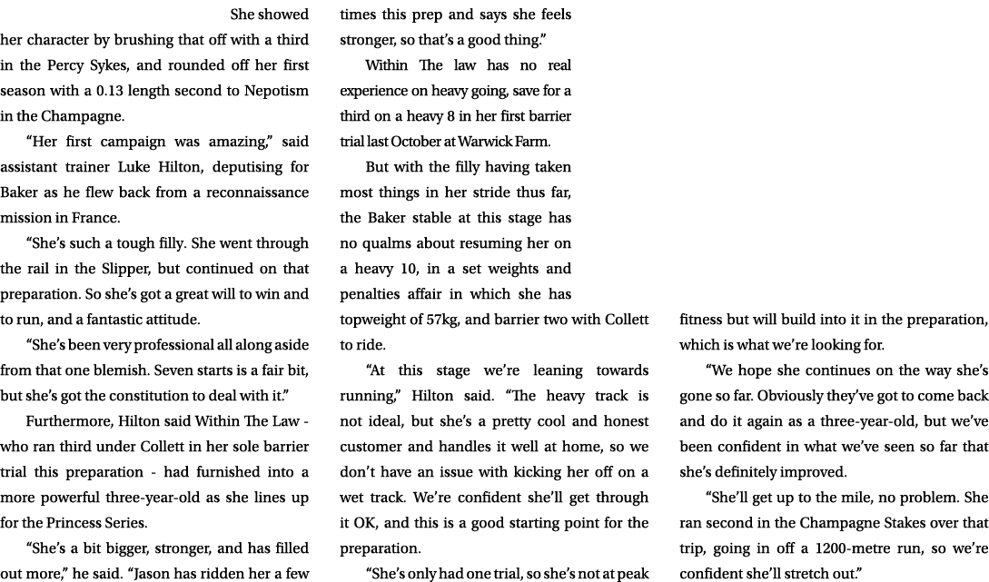 She showed her character by brushing that off with a third in the Percy Sykes, and rounded off her first season with ...