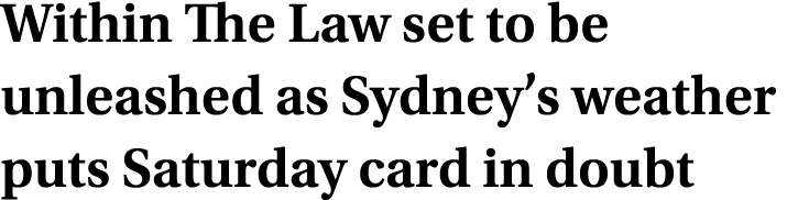 Within The Law set to be unleashed as Sydney’s weather puts Saturday card in doubt