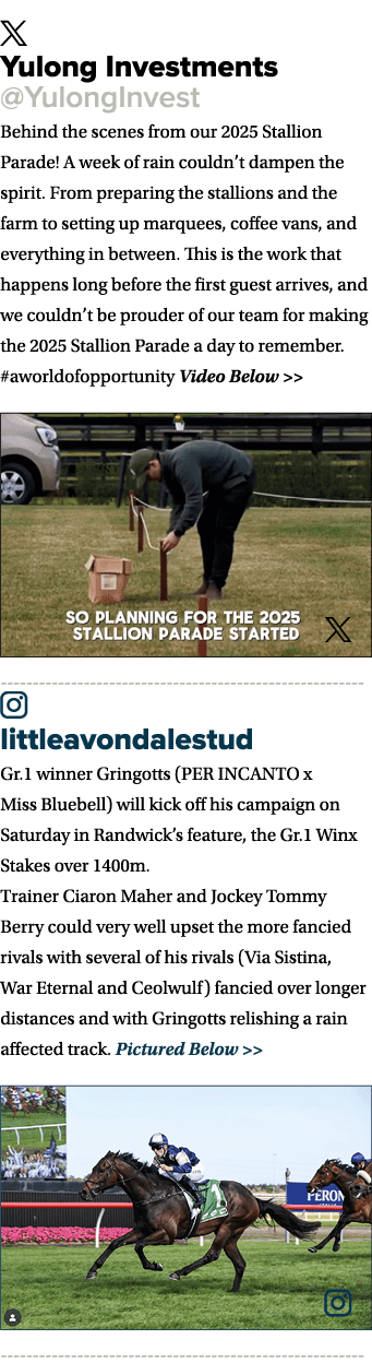 ￼ Yulong Investments @YulongInvest Behind the scenes from our 2025 Stallion Parade! A week of rain couldn’t dampen th...