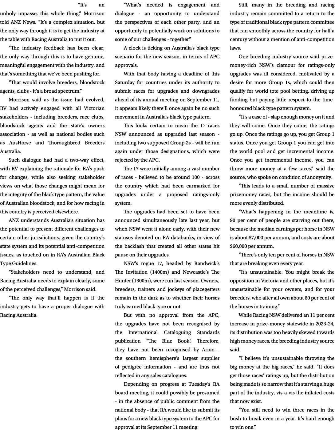 “It’s an unholy impasse, this whole thing,” Morrison told ANZ News. “It’s a complex situation, but the only way throu...