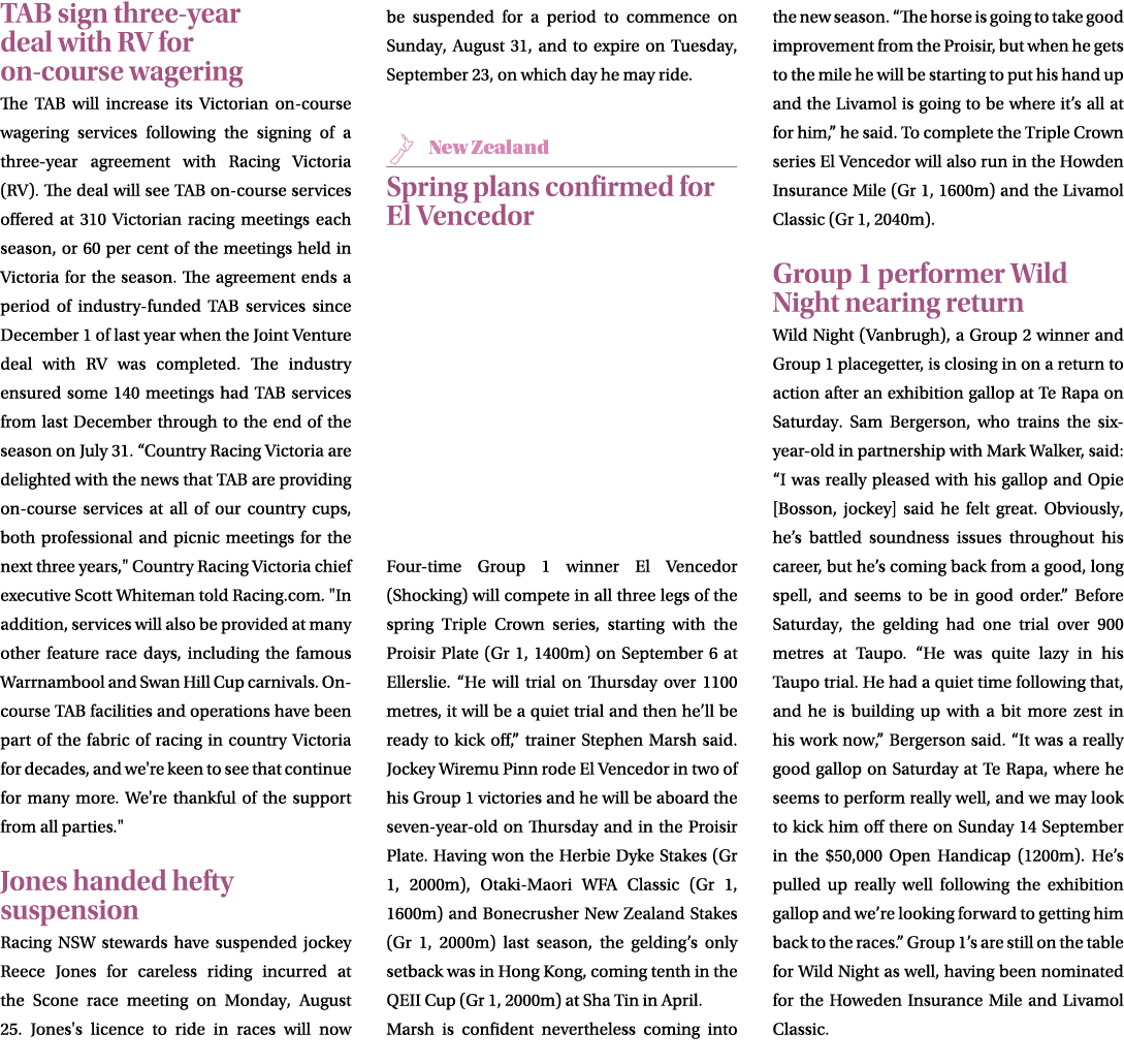 TAB sign three year deal with RV for on course wagering The TAB will increase its Victorian on course wagering servic...