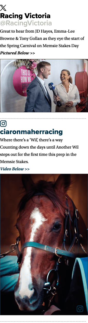 ￼ Racing Victoria @RacingVictoria Great to hear from JD Hayes, Emma Lee Browne & Tony Gollan as they eye the start of...