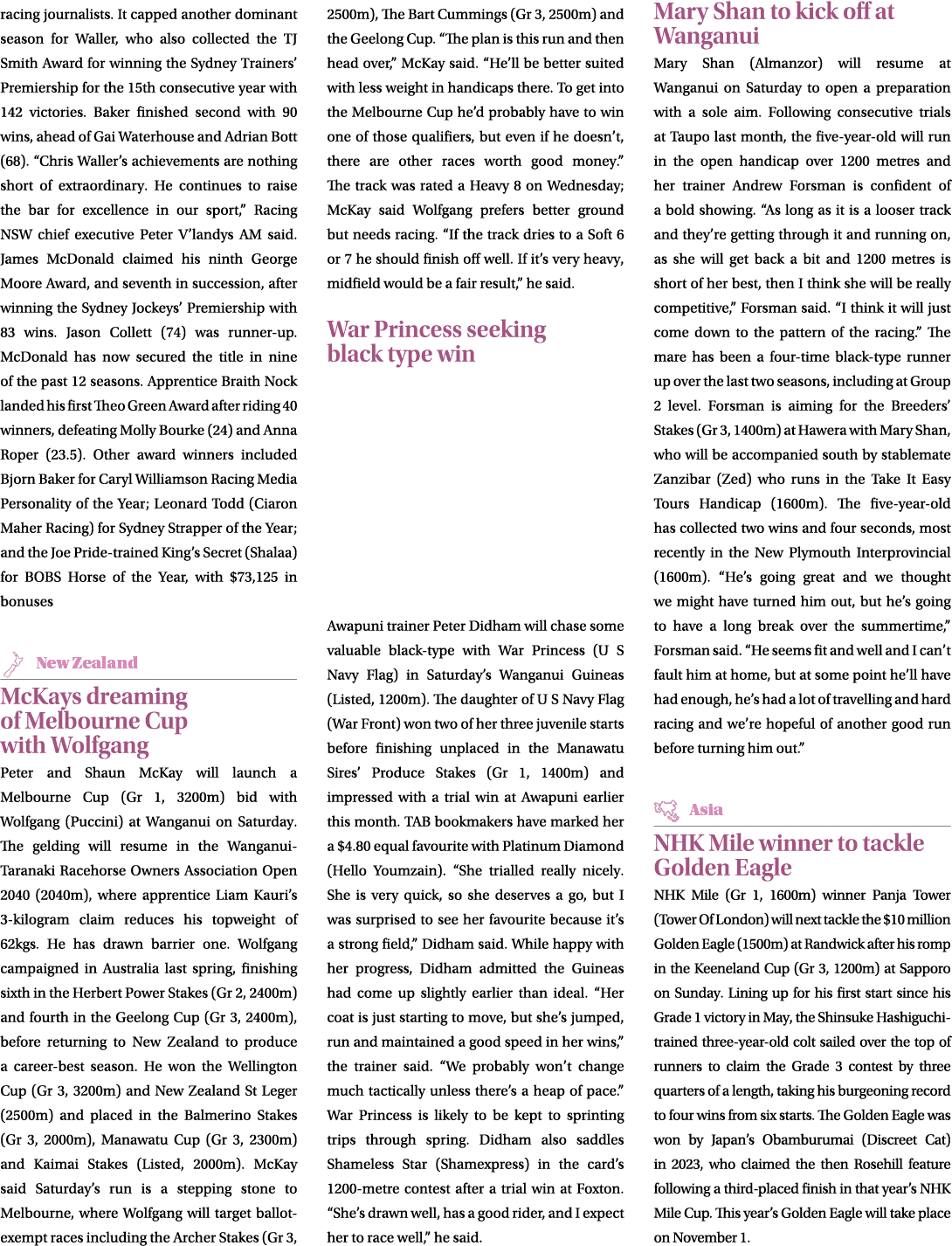 racing journalists. It capped another dominant season for Waller, who also collected the TJ Smith Award for winning t...