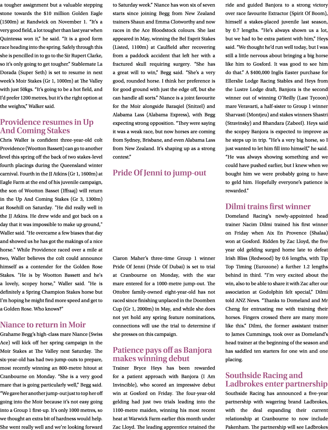 a tougher assignment but a valuable stepping stone towards the $10 million Golden Eagle (1500m) at Randwick on Novemb...