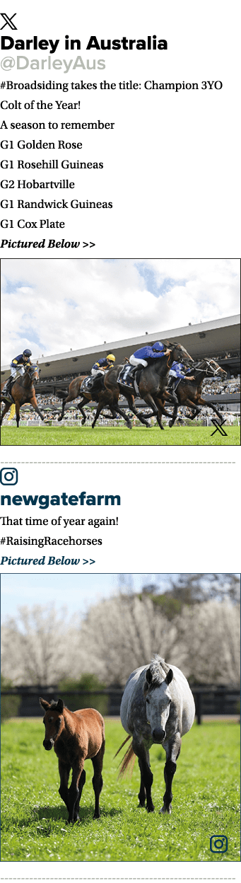 ￼ Darley in Australia @DarleyAus #Broadsiding takes the title: Champion 3YO Colt of the Year! A season to remember G1...