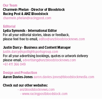 Our Team Charmein Phelan Director of Bloodstock Racing Post & ANZ Bloodstock charmein.phelan@racingpost.com Editorial...