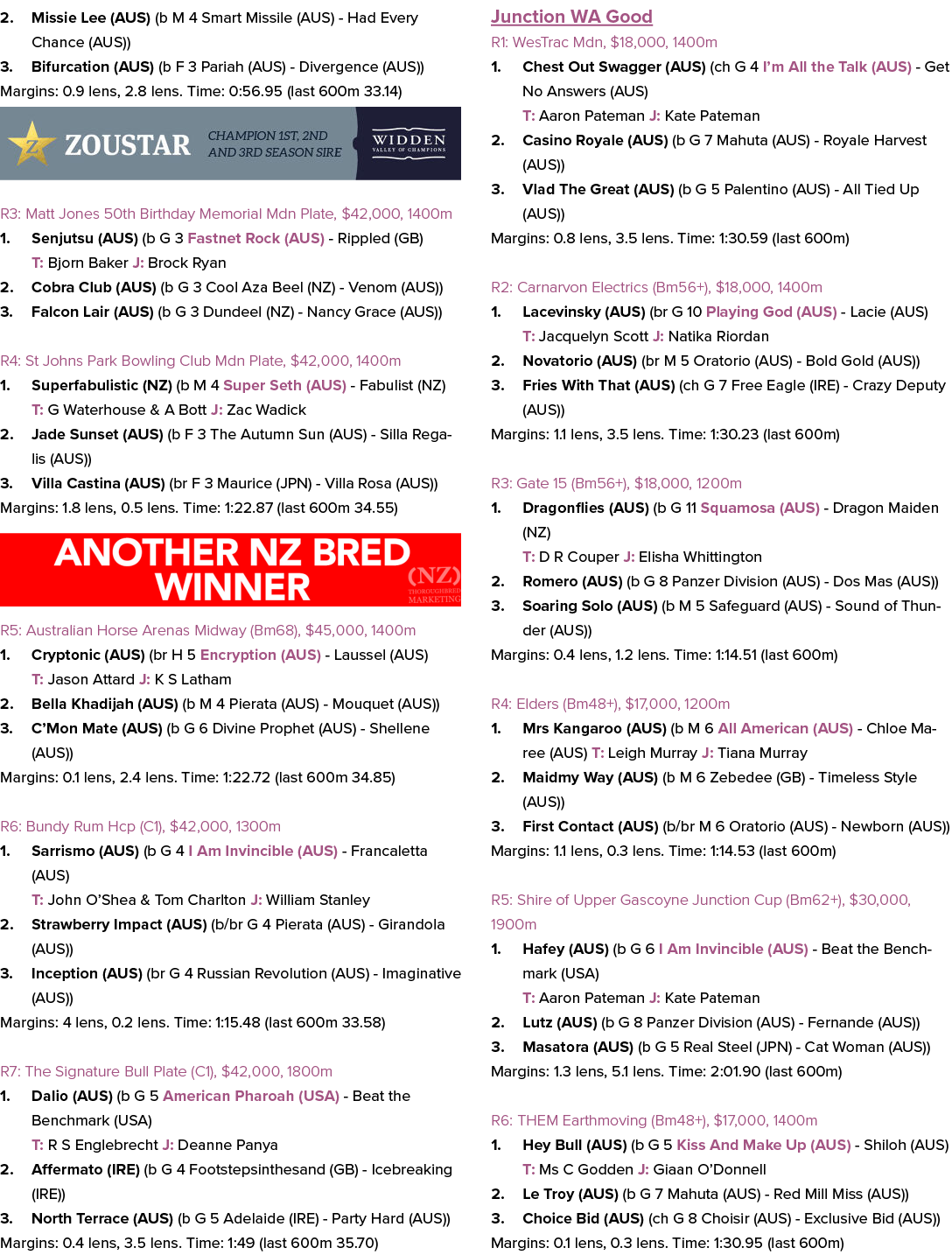 2. Missie Lee (AUS) (b M 4 Smart Missile (AUS) Had Every Chance (AUS)) 3. Bifurcation (AUS) (b F 3 Pariah (AUS) Diver...