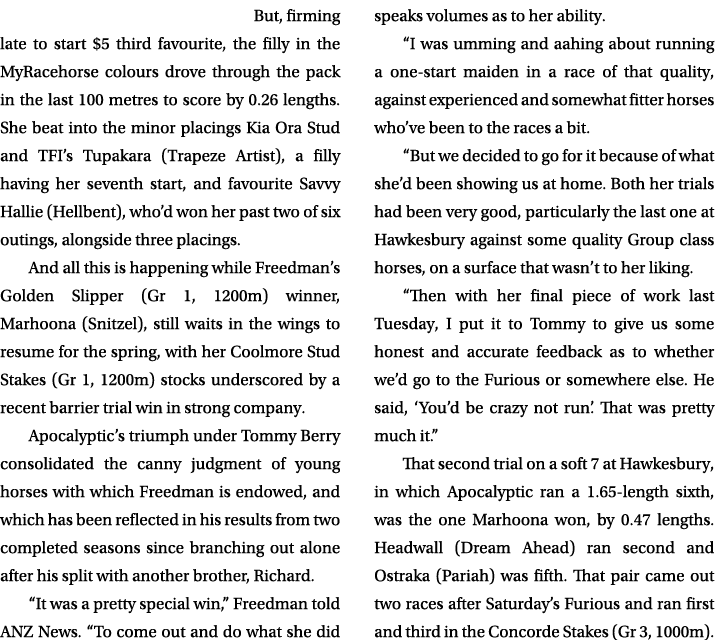 But, firming late to start $5 third favourite, the filly in the MyRacehorse colours drove through the pack in the las...